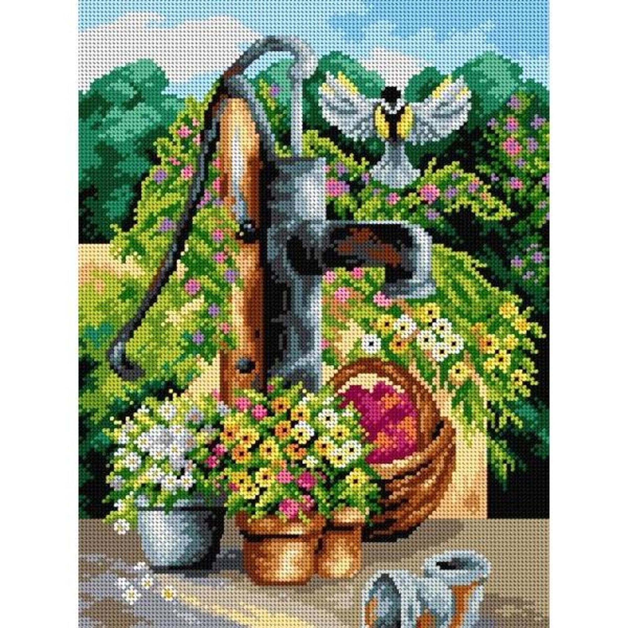 Orchidea Waterpump In Flowers Gobelin Canvas For Halfstitch Without Yarn